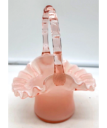 Fenton Crest Ruffle Edged Basket Glass Pink Segmented Handle 7&quot; - €33,00 EUR