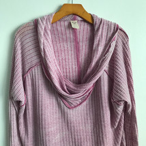 Free People Wildcat Shirt XS Pink Waffle Cowl Neck Oversized Slouchy The... - £16.18 GBP