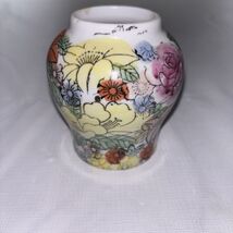 Vintage Hand painted, Chinese Porcelain Vase With Vibrant Floral Design - $31.19