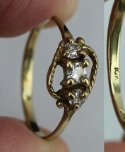 Estate Sale! 10k Gold Solid Ring X3 Diamond Gemstone Size 7 Tested - £95.89 GBP