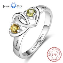 Heart to Heart Personalized Ring Custom Engrave Names &amp; Birthstone Promise Rings - £36.51 GBP