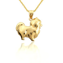 14K Solid Gold Pomeranian PomChi Chihuahua Pet Dog Pendant Necklace - £165.33 GBP+