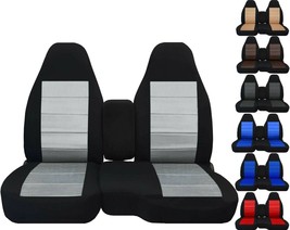 Designcovers Fits Chevy Colorado 60-40 Front Seat Cover 2004-2012 Black Silver - $109.99