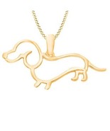 14K Yellow Gold Plated Dachshund Dog Pendant Chain Women Jewelry Gift X-mas - $46.74