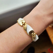 Vintage Gold &amp; White Enamel Bracelet - $29.99