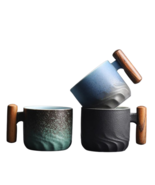 Kyoto 火 Japanese tea cup ceramic mug wooden handle espresso coffee set 70ml - $50.78 CAD