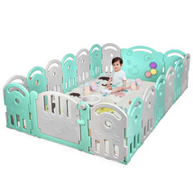 18-Panel Baby Playpen Kids Activity Center Playard w/Music Box &amp; Basketb... - £188.64 GBP