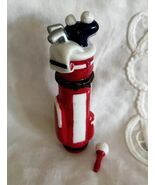 Vintage Porcelain Trinket Box PerJinkities Red Golf Bag Golf Clubs + Gol... - $15.83