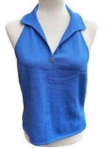 ST.JOHN SPORT by Marie Gray blue 80%wool 20% rayon halter knit top Size M Y2K - £33.16 GBP