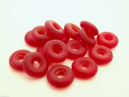 50 8 x 2.5 mm Czech Glass Donut Beads: Matte - Siam/Ruby - £1.79 GBP