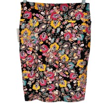 LuLaRoe Cassie Skirt Womens L Black w Bright Multicolor Paisley Print NWT - £11.74 GBP