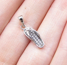 925 Sterling Silver - White Cubic Zirconia Flip Flop Drop Pendant - PT1160 - $399.57 MXN