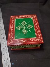 Vintage Wooden Hand Painted Decorative Wood Hinged Box, Red &amp; Green Can Add Lock - £15.07 GBP