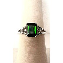 925 STERLING SILVER AND LAB-CREATED EMERALD  RING SIZE 7.75 SKY - $51.48