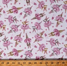 Cotton Bunny Ballerinas Dancers Ballet Bunnies Fabric Print by the Yard D672.97 - £28.76 GBP