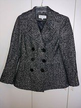 Calvin Klein Ladies Short Black Speckled Wool Blend JACKET-4-GENTLY WORN-PLEATS - £20.87 GBP