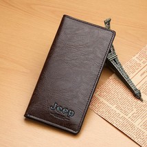 Men&#39;s Wallet Soild Color Retro Long Clutch Bag PU Leather Business Card Holder C - £17.70 GBP