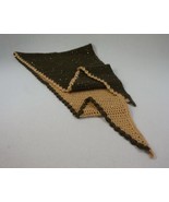 Handmade shawl. Openwork, beige and brown crochet shawl with sequins. BB-1 - $80.00