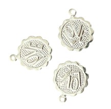 20 Bright Silver Bead Drop 12mm Flat Round Love Jewelry Making Craft Charms - £3.95 GBP