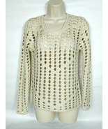 LS Laurie Women&#39;s Sweater Small Cream Scoop Neck Cut Out Long Sleeve - $30.59 CAD