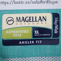 Magellan Shirt Mens XL Green Long Sleeve Collared Button Up Pocket Polyester - £20.08 GBP