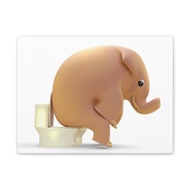 3D Elephant Seated On Toilet Funny Canvas Wall Art for Home Decor Ready-to-Hand - £68.32 GBP+