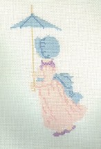 KATE GREENAWAY UMBRELLA GIRL Counted Cross Stitch Hand Stitched Aida-14 ... - £10.59 GBP