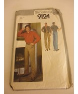 Vintage Men Adult Size 40 Shirt Vest Pants 9124 Simplicity sewing pattern - $178.37 MXN