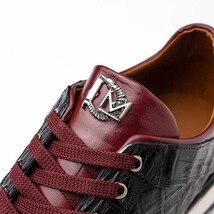 Portici Genuine Crocodile and Lizard Fashion Sneaker Wine / Black image 4