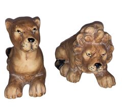 VINTAGE K’s Collection Male &amp; Female Lions Ceramic Figurines Lioness 198... - $18.98