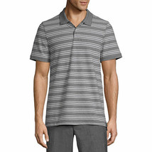 St. John&#39;s Bay Men&#39;s Short Sleeve Essential Stretch Polo XXL Black White Stripe - £16.07 GBP