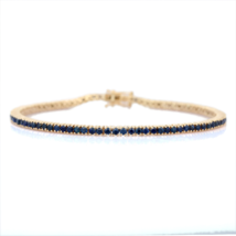 14K Solid Gold Blue Sapphire Tennis Bracelet - £1,578.43 GBP