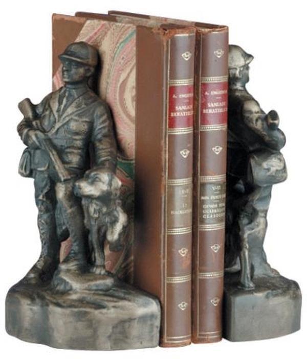 Bookends Bookend MOUNTAIN Lodge Hunter and His Dog Dogs Resin Hand-Cast - £159.07 GBP