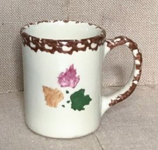 Vintage 1999 Alpine Pottery Roseville Ohio Leaves Spongeware Coffee Mug Cup - $9.90