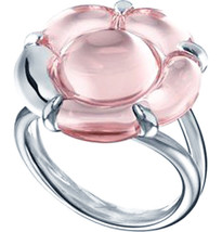 Baccarat B Flower Pink Small Crystal Mirror Ring Sterling Silver Size 6.... - £137.44 GBP