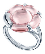 Baccarat B Flower Pink Small Crystal Mirror Ring Sterling Silver Size 6.... - £136.61 GBP