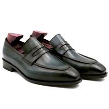 cie square toe patina hand-painted calf leather bespoke leather men shoe handmad - $333.42