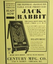 Jack Rabbit Century Mfg Co. Pinball Marketplace Magazine Game AD 1981 - £22.40 GBP