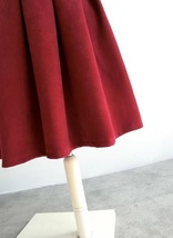 Winter Wine Red Pleated Skirt Women Plus Size Woolen Midi Party Skirt image 9