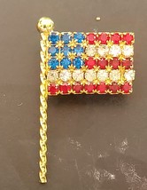 Vintage US Flag Pin with Crystals - £4.70 GBP