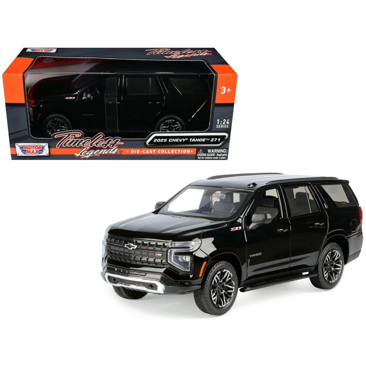 2025 Chevrolet Tahoe Z71 1/24 Scale Diecast Model by MotorMax - BLACK w/... - $38.60