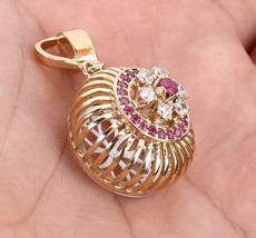 Cluster pendent Antique 14k Yellow Gold Finish 1.50Ct Round Cut CZ Pink Diamond - £95.38 GBP