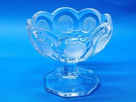 Vintage FOSTORIA Crystal Clear Compote COIN DOT Pedestal Dish With Scall... - £13.43 GBP