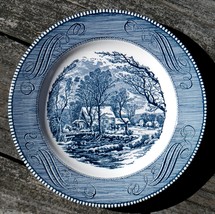 Royal China USA Currier &amp; Ives Blue 10&quot; Dinner Plate The Old Grist Mill - £4.70 GBP