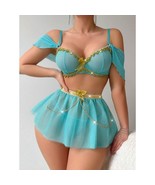 3pc Aladdin Princess Jasmine Arabian Nights Sexy Cosplay Lingerie Set S - $735.75 MXN