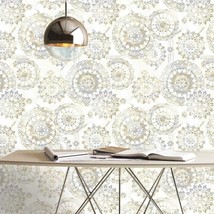 Tan And Gray Boho Medallion Peel And Stick Wallpaper From Roommates. - $43.93