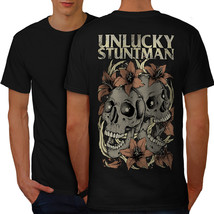 Unlucky Stuntman Skull Shirt  Men T-shirt Back - £10.35 GBP