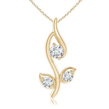 ANGARA Lab-Grown 0.16 Ct Diamond Leaf and Vine Pendant Necklace in 14K Gold - £565.46 GBP