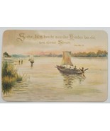 Victorian Religious Trade Card Bible Verse German Isaiah 66:12 Sailboats... - $14.65