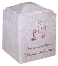 Small/Keepsake 45 Cubic Inch Pink Angel Cultured Marble Cremation Urn for Ashes - £150.97 GBP